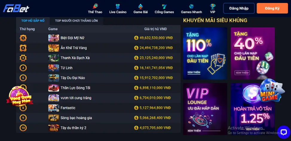 Các loại game nổ hũ đa dạng tại vipwin08